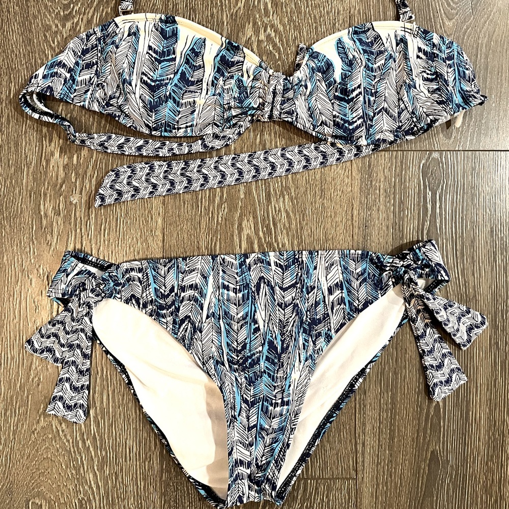 Ella Moss Bandeau Bikini Set Top Bottom M L